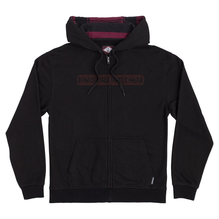 Independent Bar Stitch Zip Hooded Midnight Sweatshirt