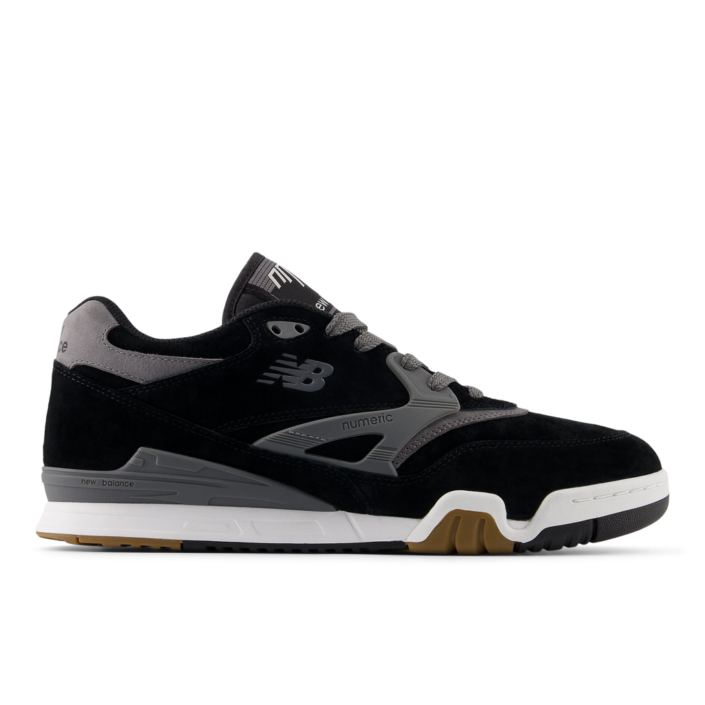 Black and gray sneaker with white sole on a white background