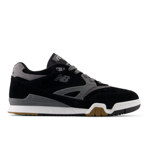 Black and gray sneaker with white sole on a white background