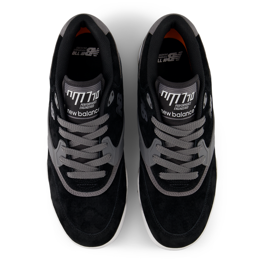 Black and gray New Balance 770 top view