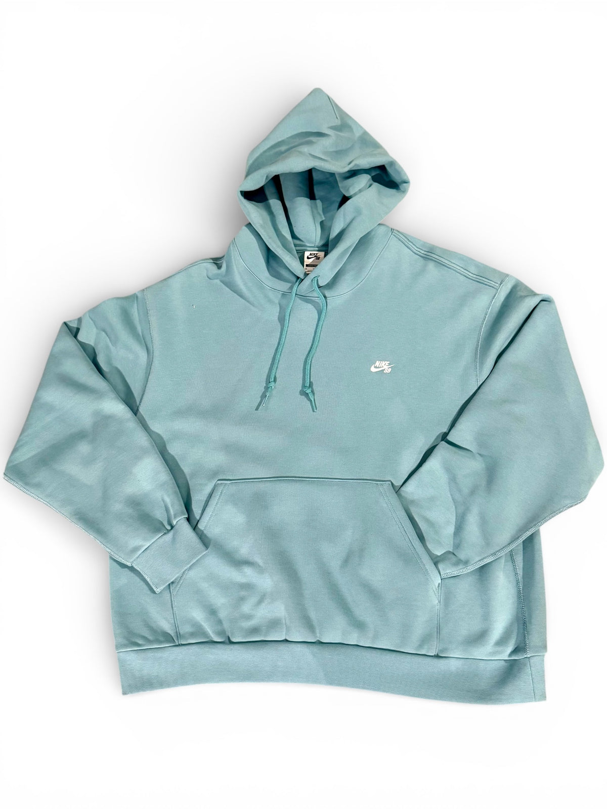 Nike SB Fleece Pullover Skate Hoodie - Denim Turquoise/White