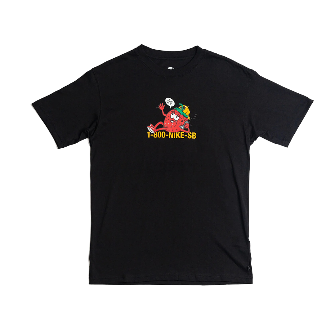 Nike SB Max 90 T-Shirt in Black with a 1-800-NIKE-SB graphic on the chest. 