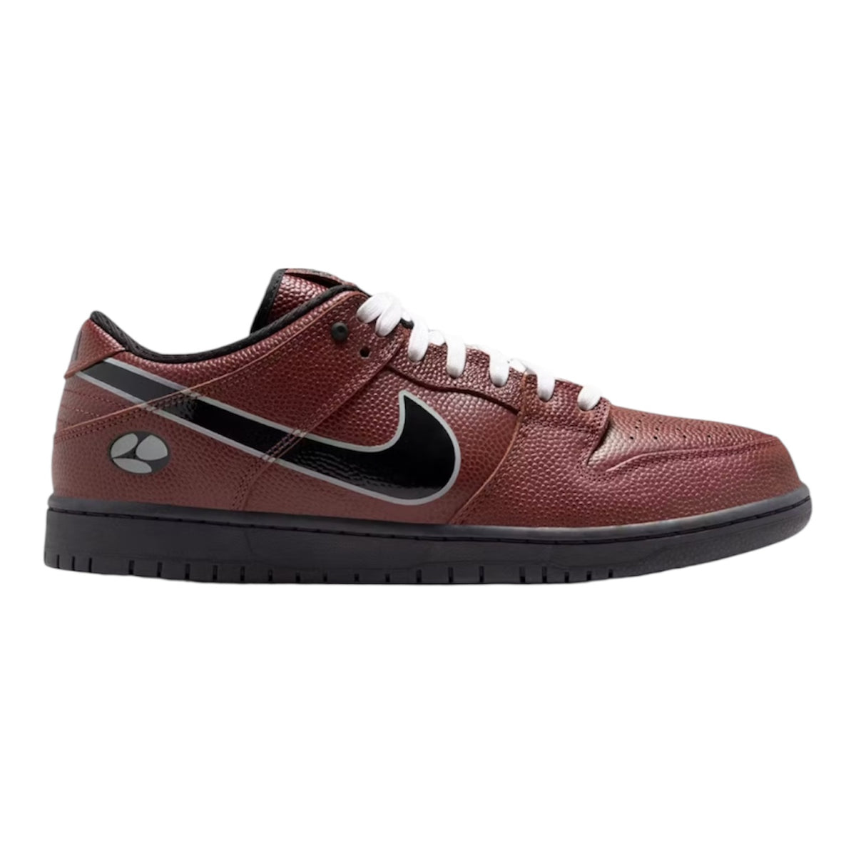 Nike SB Dunk Low x Limosine in dark brown with football-textured leather and slime green outsole