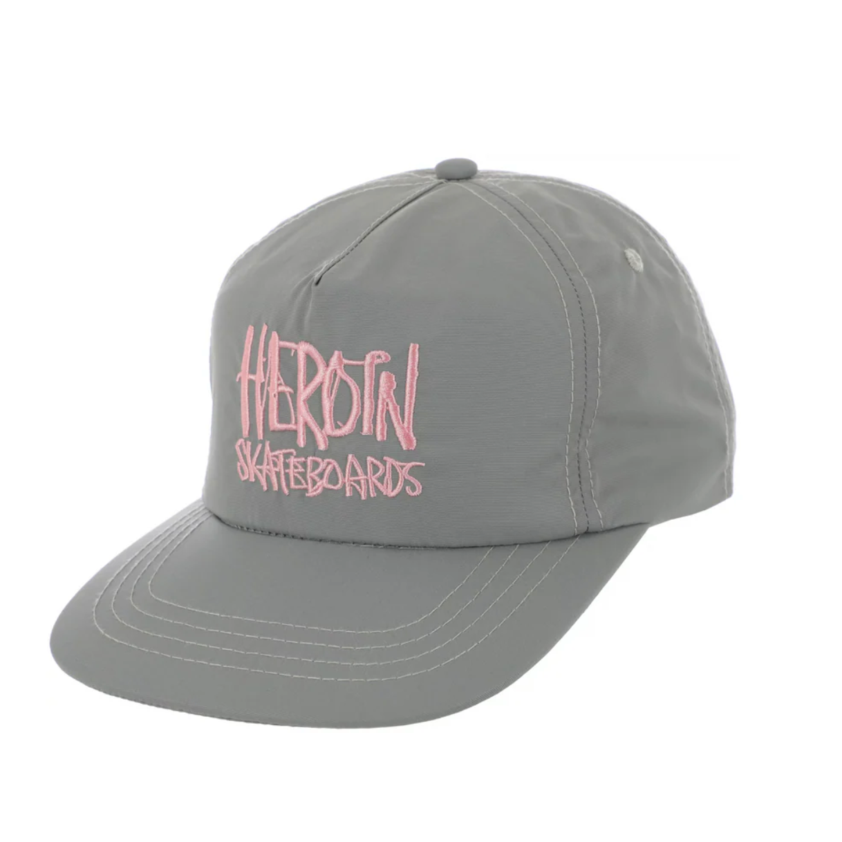 Heroin Script Nylon Snapback  - Grey/Pink