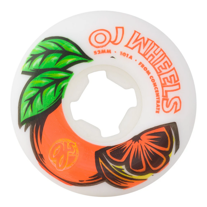 OJ 52mm From Concentrate White/Orange Hardline 101a Wheels