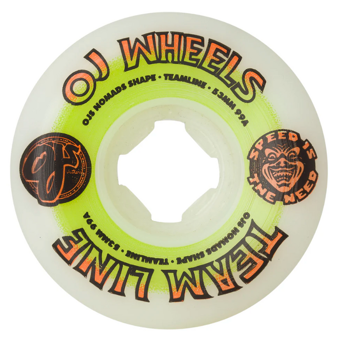 OJ 54mm Team Line Original White Orange/Green Nomads 99a Wheels